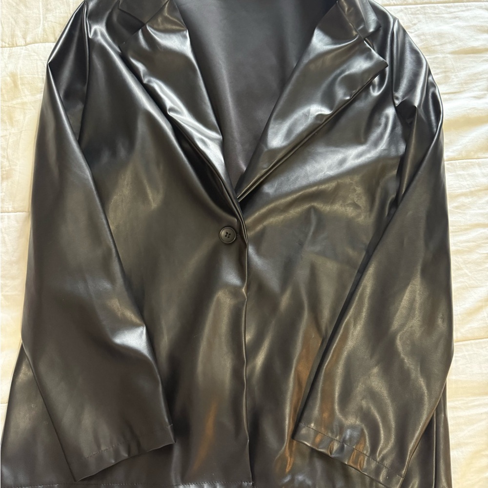 Black Faux Leather Women's Jacket